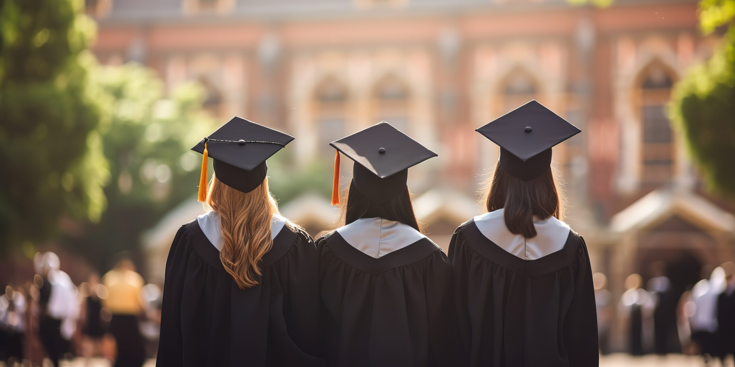 students wearing their caps and gowns